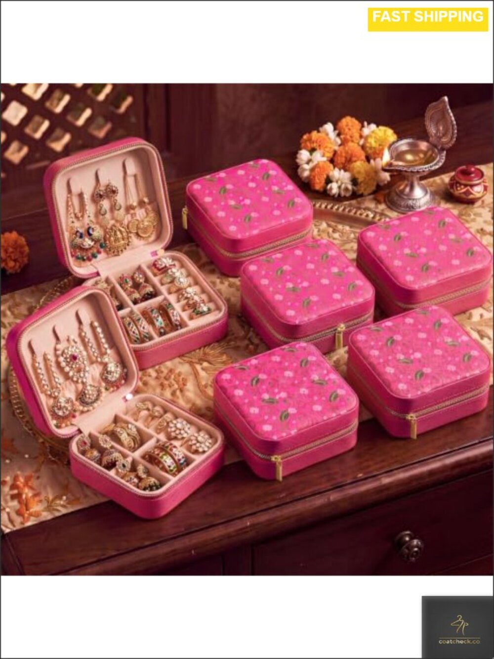 24 Pc Jewelry Boxes Set Zipper Travel Cases Bulk Return Gift Organizer